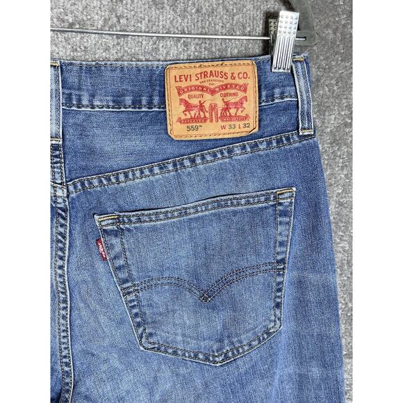 Levis 559 Jeans Mens Size 33x32 Blue Denim Straight Leg 5 Pocket Cotton - Picture 8 of 12